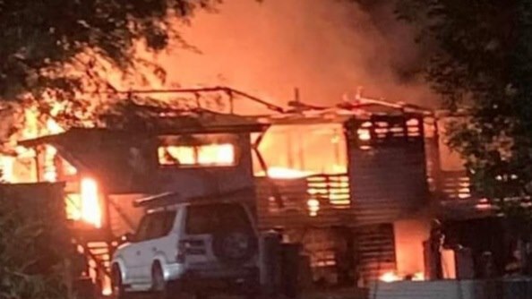 A home at Curra was destroyed by fire on Friday night. Picture: Facebook