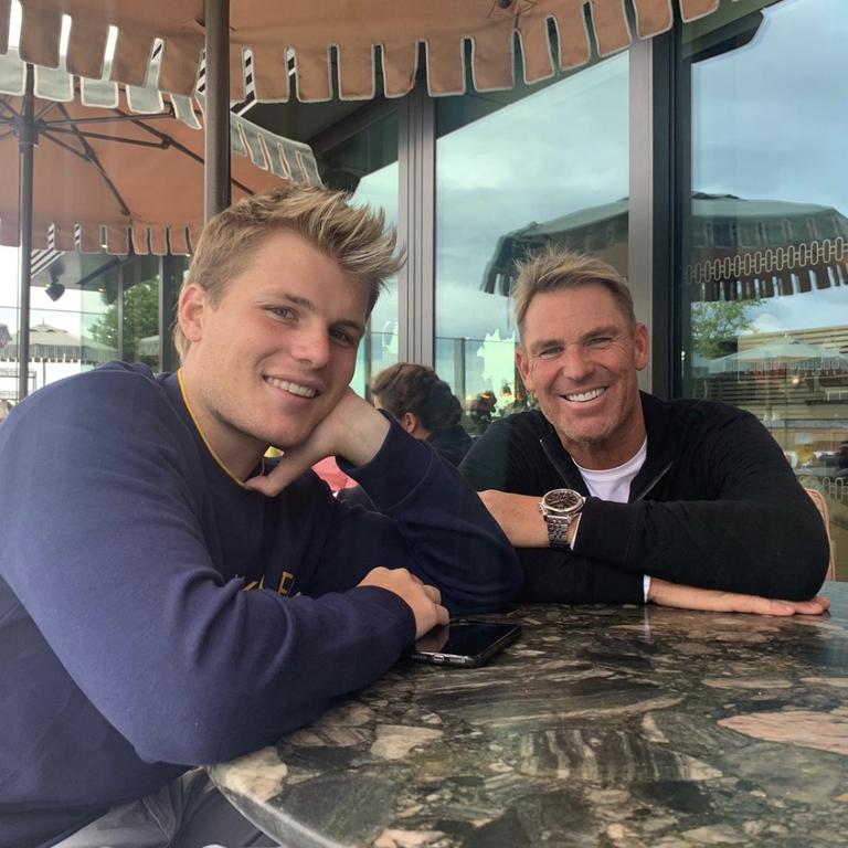 Jackson with his dad, Shane Warne.