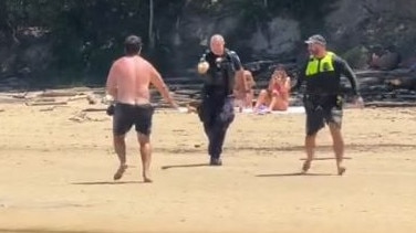 Police officers reportedly tried for several hours to arrest a man at Tallebudgera Creek, Palm Beach, on Friday, February 28, 2025. Picture: Tiktok/jaydeheathh