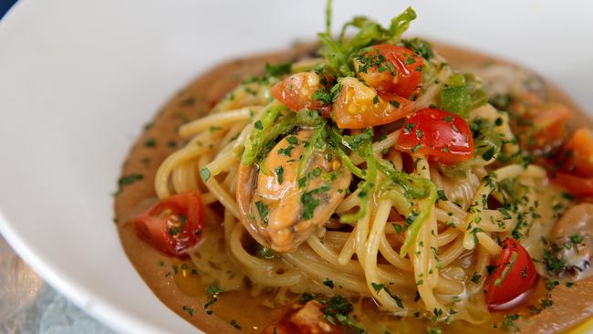 Sotto Sopra’s spaghetti mankini with mussels, tomatoes and battutta. Picture: Troy Snook