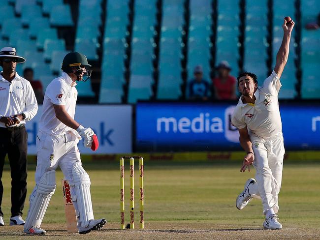 Wide on the crease and around the wicket was Mitchell Starc’s charm on day two.