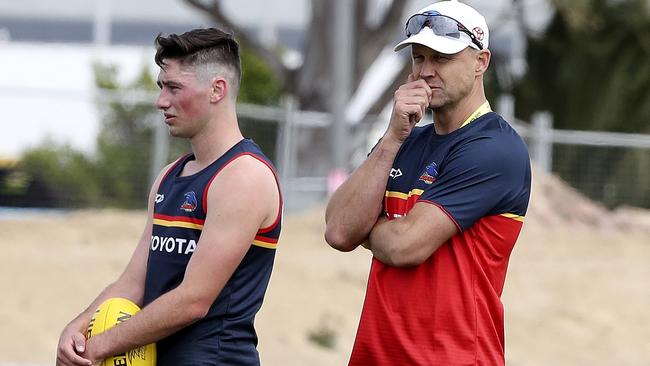 New Adelaide coach Matthew Nicks, right, and Chayce Jones. Picture: Sarah Reed