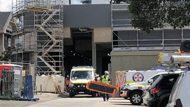 Paramedics at the construction site on Tuesday, January 5. Picture: Madeline Crittenden