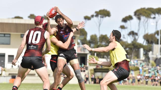 Zac Clarke in action during Essendon’s match simulation.