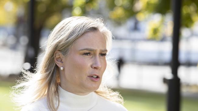 Independent Kristie Johnston MP at Parliament lawns, Hobart.  Picture: Chris Kidd