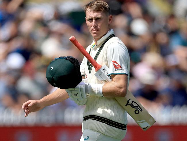 Marnus Labuschagne walks off The Basin in Wellington after being dismissed against New Zealand. Picture: Marty Melville/AFP.