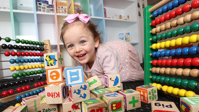 Matilda, 2, revels in her learning sessions. Picture: Alex Coppel