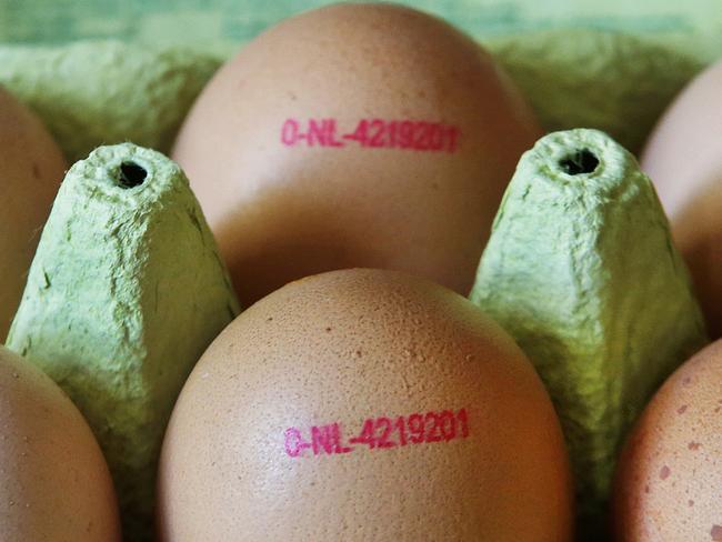 Eggs are photographed in a supermarket in Frankfurt, Germany, Friday, Aug. 4, 2017. A major supermarket chain is removing all eggs from sale in its German stores amid a scare over possible pesticide contamination. (AP Photo/Michael Probst)