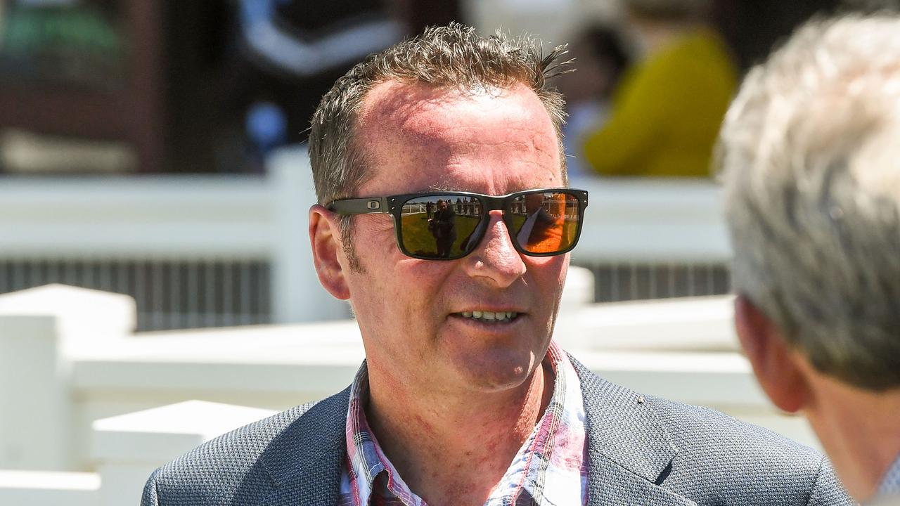 Trainer Matthew Ellerton after his horse Along The River won the Next Payments 3YO Maiden Plate at Kilmore Racecourse on November 21, 2021 in Kilmore, Australia. (Brett Holburt/Racing Photos via Getty Images)