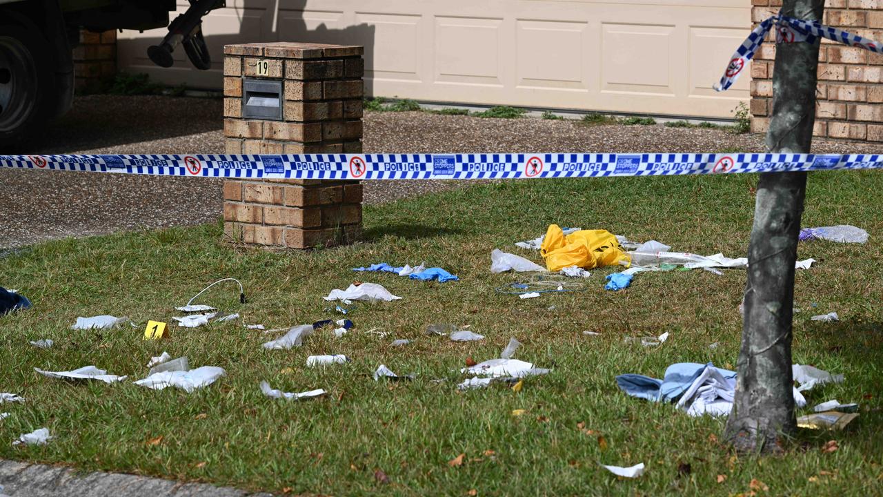 The scene on December 27 at the home where Emma Lovell was stabbed to death. Picture: Lyndon Mechielsen/Courier Mail