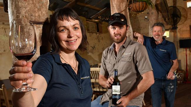 Cheryl, Nick and David Hunt pose for a photograph at Ivybrook Farm, Maslin Beach, Adelaide on Thursday the 19th of September 2019. The family business has been nominated for the Onkaparinga Business Awards. (AAP Image/Keryn Stevens)