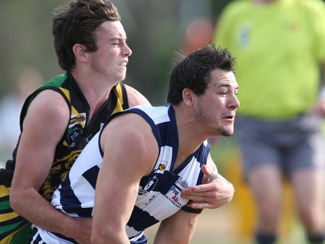 Travis Bravo (right) will captain Pearcedale this season. Picture: David Crosling