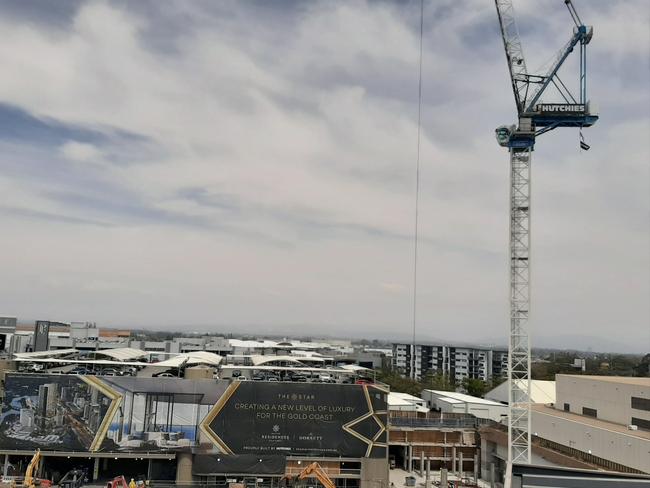 The massive crane which has been assembled at the site. Picture: Brianna Morris-Grant