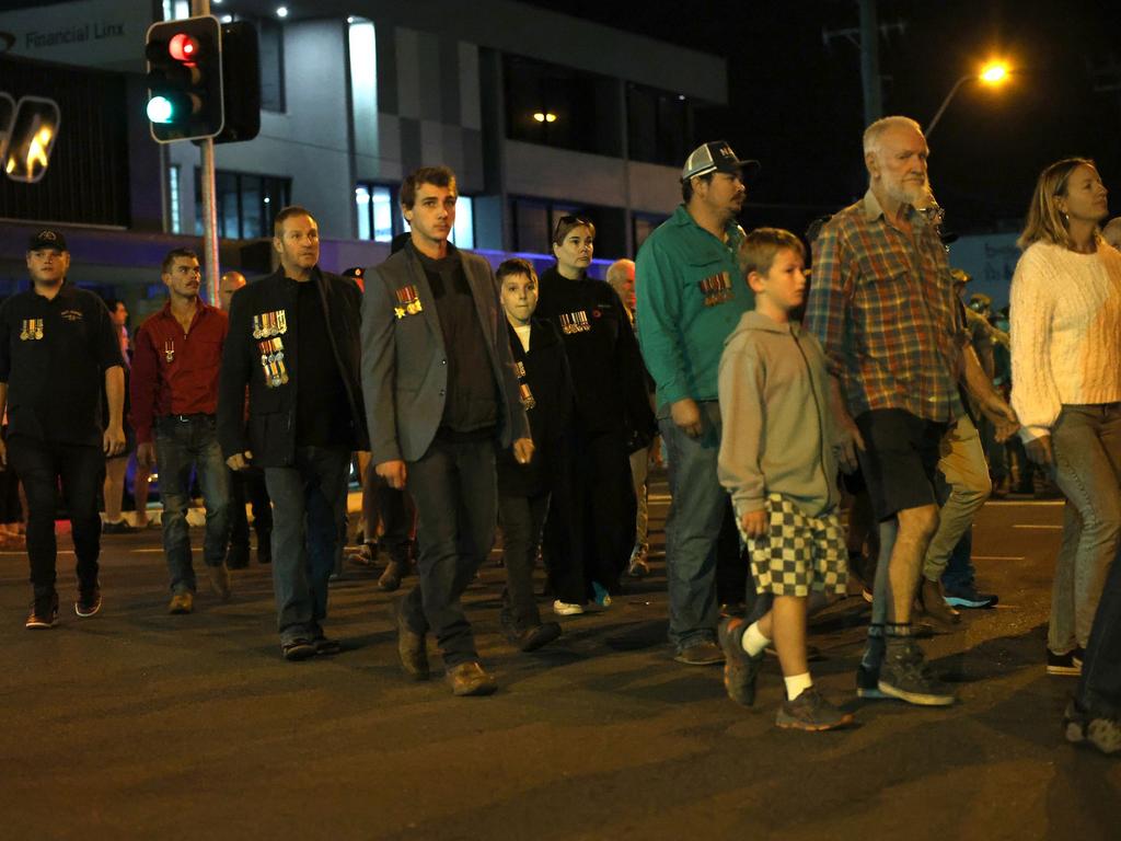 Hundreds of people joined veterans old and young at the Mackay Dawn Service march, Mackay Anzac Day 2025. Pictures: Mackay Regional Council.
