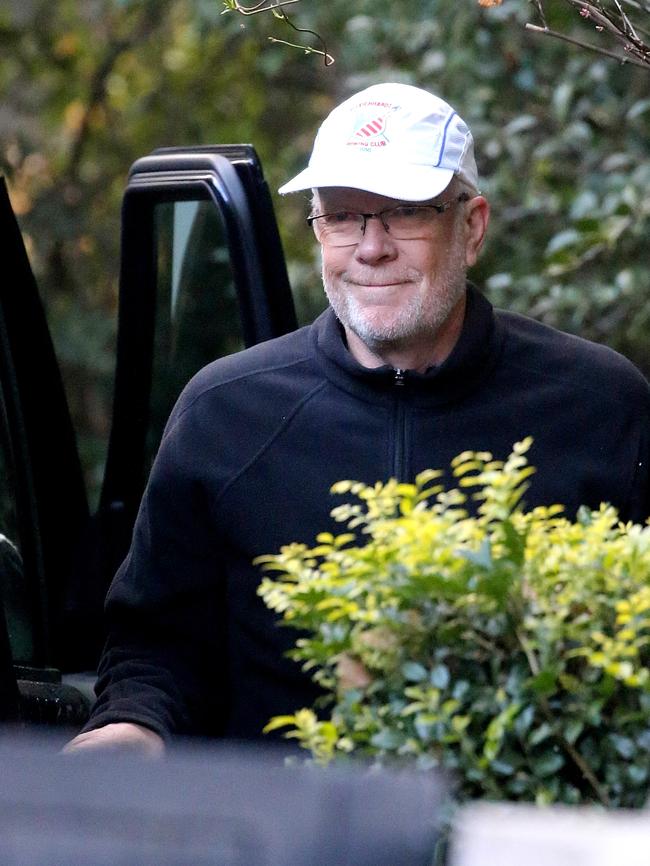 Justin Milne smiles at cameras this morning following the ABC drama. Picture: John Grainger