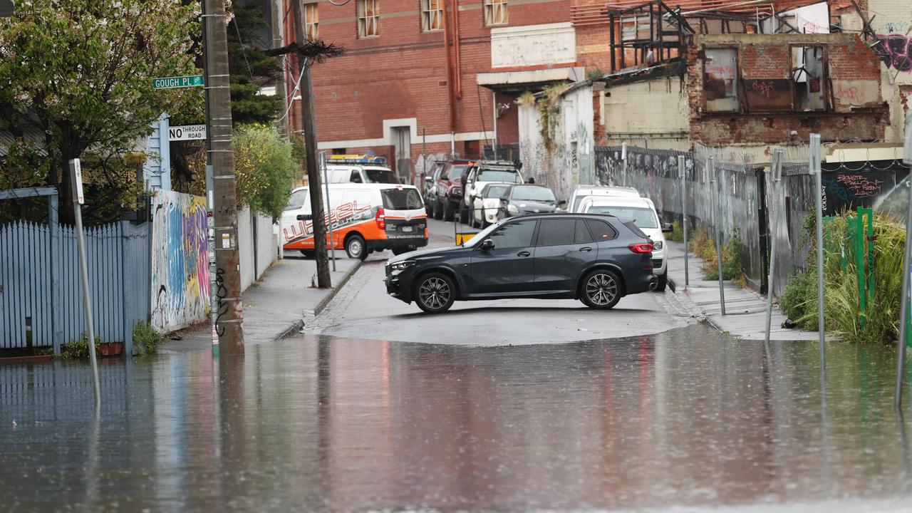 Flooding in the inner-city suburb of Cremorne. Picture: David Caird