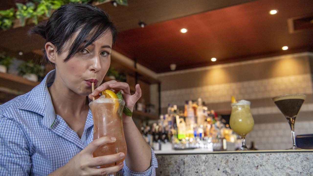 Astrid Flanigan makes great cocktails at the Spotted Cow. Picture: Nev Madsen