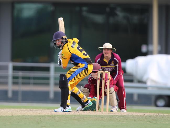 Norths Aidan Firman batting against Atherton in Cricket Far North's first grade at Cazalys Stadium. Picture: Jake Garland