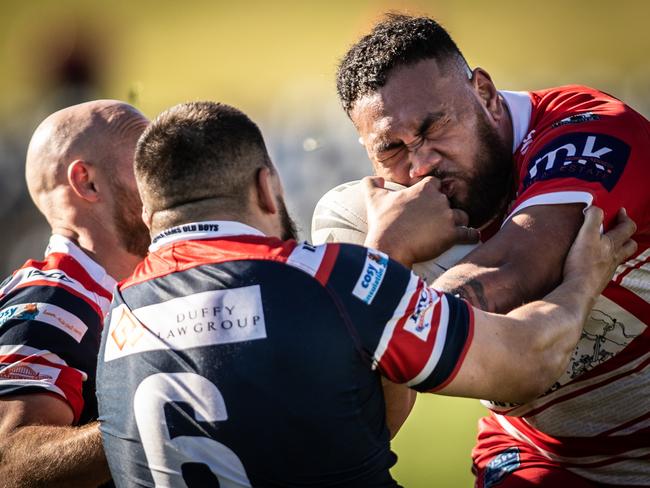 One of many punishing runs by East Campbelltown’s Alapati Potifara, 11th September 2022. News Local, pictures by Julian Andrews.