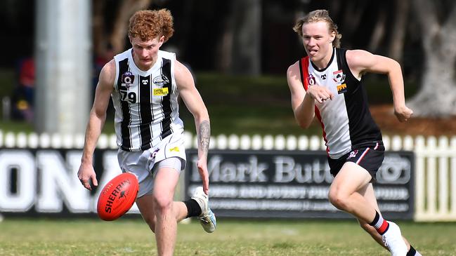 Sherwood Magpies player Ryleigh Utting QAFL Colts Morningside Panthers v Sherwood Magpies. Saturday April 29, 2023. Picture, John Gass