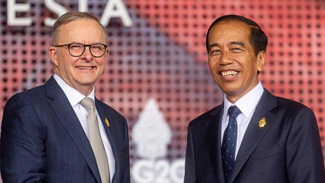 Anthony Albanese with Indonesian President Joko Widodo in Bali in November 2022. Picture: Twitter