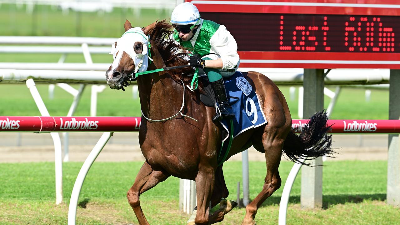 Dolan stayed close to the rail aboard Oughton which proved to be a winning move. Picture: Grant Peters/Trackside Photography