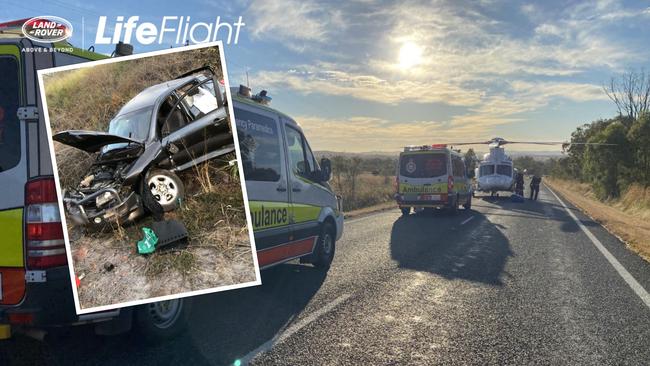 A man has been airlifted to hospital, in the Land Rover LifeFlight Special Mission Helicopter, after a serious single vehicle rollover, in the North Burnett region this morning (Sunday 13th June).