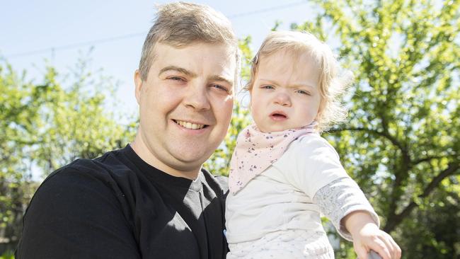 Tom Clarke, with daughter Lyra, is taking part in Walk for Prems. Picture: Ellen Smith