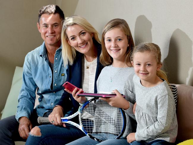 Andrew and Emma Farrer with their children Amali, 11, and Ava, 5. Picture: Sam Wundke