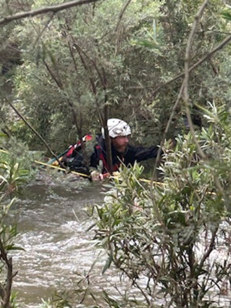 A rope system and two members from the search and rescue squad and Water Police assisted in the rescue. Picture: Victoria Police