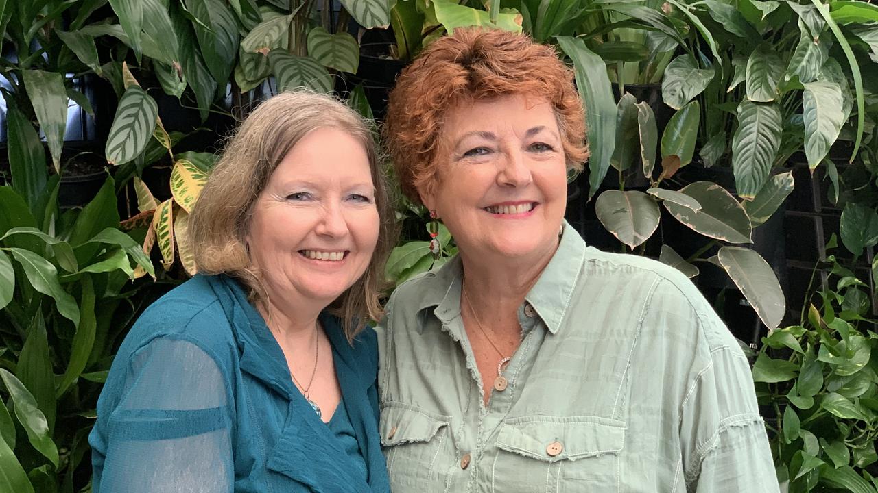 Nikki Creber and Hazel McMahon being out their smiles for the Mayor's Luncheon.