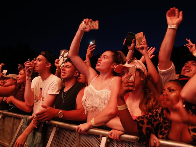 Festival goers at the Fomo Music Festival at Parramatta Park where Alex Ross-King died in Westmead hospital after attending the concert. Picture: David Swift.