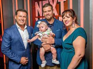 Yeppoon couple Clayton and Krissy Orr with their baby daughter Hope on the set of  This Time Next Year  with host Karl Stefanovic. Picture: Channel 9