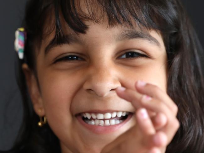 Myra Dutt Sharma (6) pictured at her home in , Schofields, 18th October, 2020. Case Study about healthy teeth and kids. Picture by Damian Shaw