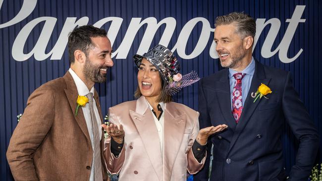 MasterChef judges Andy Allen, Melissa Leong and the late Jock Zonfrillo at last year’s Melbourne Cup. Picture: Jake Nowakowski