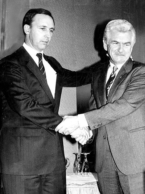 Paul Keating and Bob Hawke in 1987