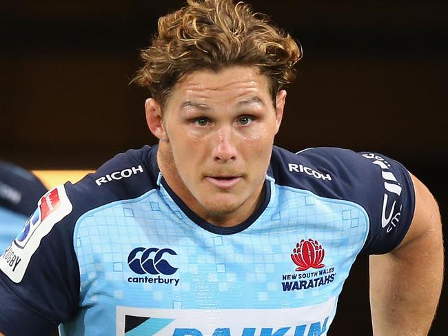 MELBOURNE, AUSTRALIA - MARCH 24:  Michael Hooper of the Waratahs runs past the Weary Dunlop Shield during the round five Super Rugby match between the Rebels and the Waratahs at AAMI Park on March 24, 2017 in Melbourne, Australia.  (Photo by Michael Dodge/Getty Images)