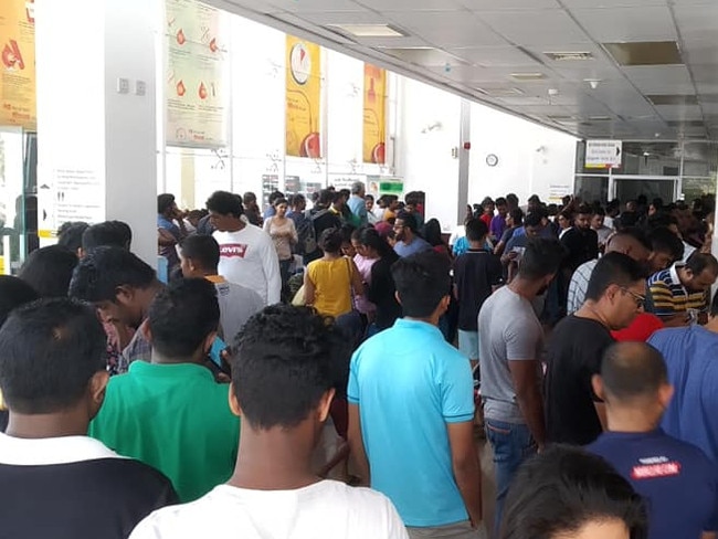 Large numbers line up to donate blood at Blood Donation Sri Lanka, in Colombo. Picture: Supplied