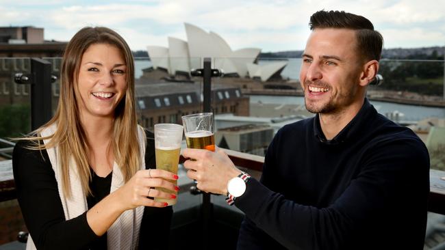 Ashleigh Wood and Pete Richardson, who said the quality of the bar was more important than drinks prices. Picture: Gregg Porteous