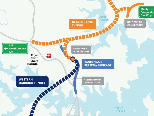 An early map of the proposed tunnel route. Picture: Transport for NSW