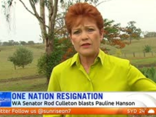 Pauline Hanson said Senator Rod Culleton was ‘a pain in my backside.’ Picture: Supplied