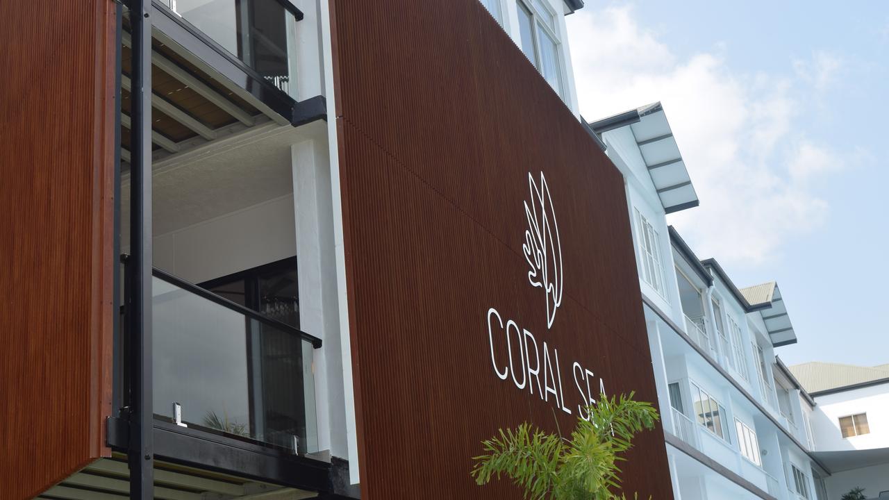 The fresh facade of the newly-renovated Coral Sea Marina Resort Hotel.