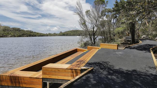 A viewing platform on the new Manly Dam boardwalk has spectacular views across the lake. Picture: Karen Watson