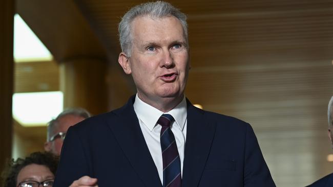 Employment and Workplace Relations Minister Tony Burke holds a press conference at Parliament House in Canberra. Picture: NCA NewsWire/Martin Ollman