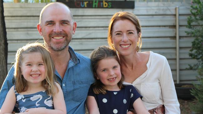 Selling out: Phillipa Lawson and her husband, Skeet, with daughters Annabelle and Georgia. The family runs a cropping operation growing lentils at Pinnaroo, SA.