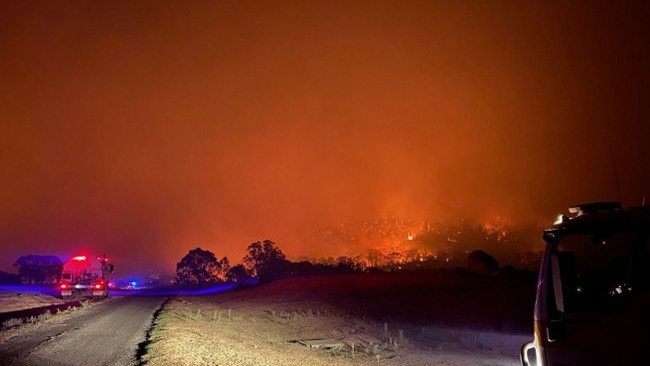 The Orroral Valley fire in Namadgi National Park south of Canberra. Picture: ACT Emergency Services Agency