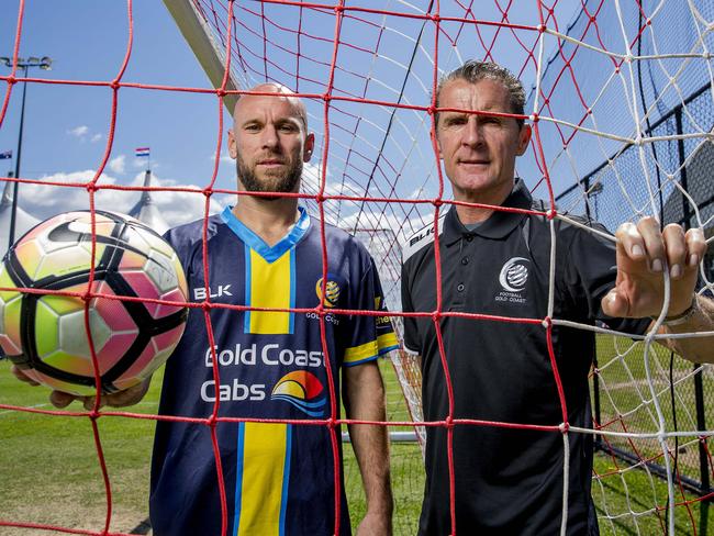 Burleigh’s Matt Hilton (captain) and Colin Phelan (coach) will lead the Gold Coast Select Team against RWB Adria. Picture: Jerad Williams