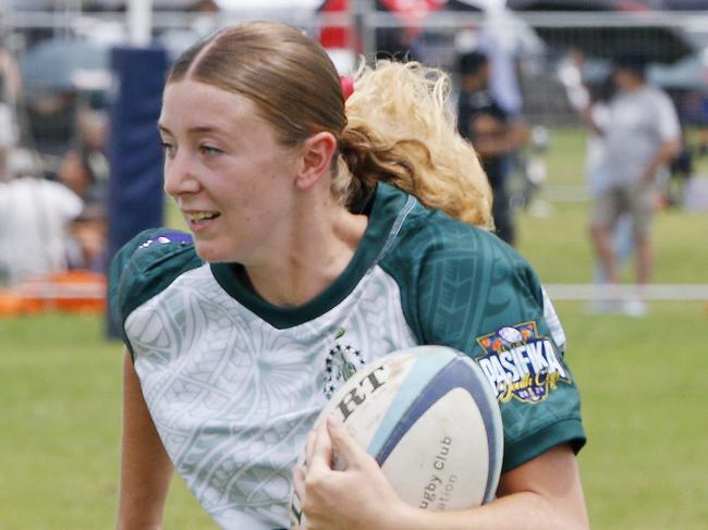 Chaela -Lee Falls scored the try of the day. Picture: John Appleyard