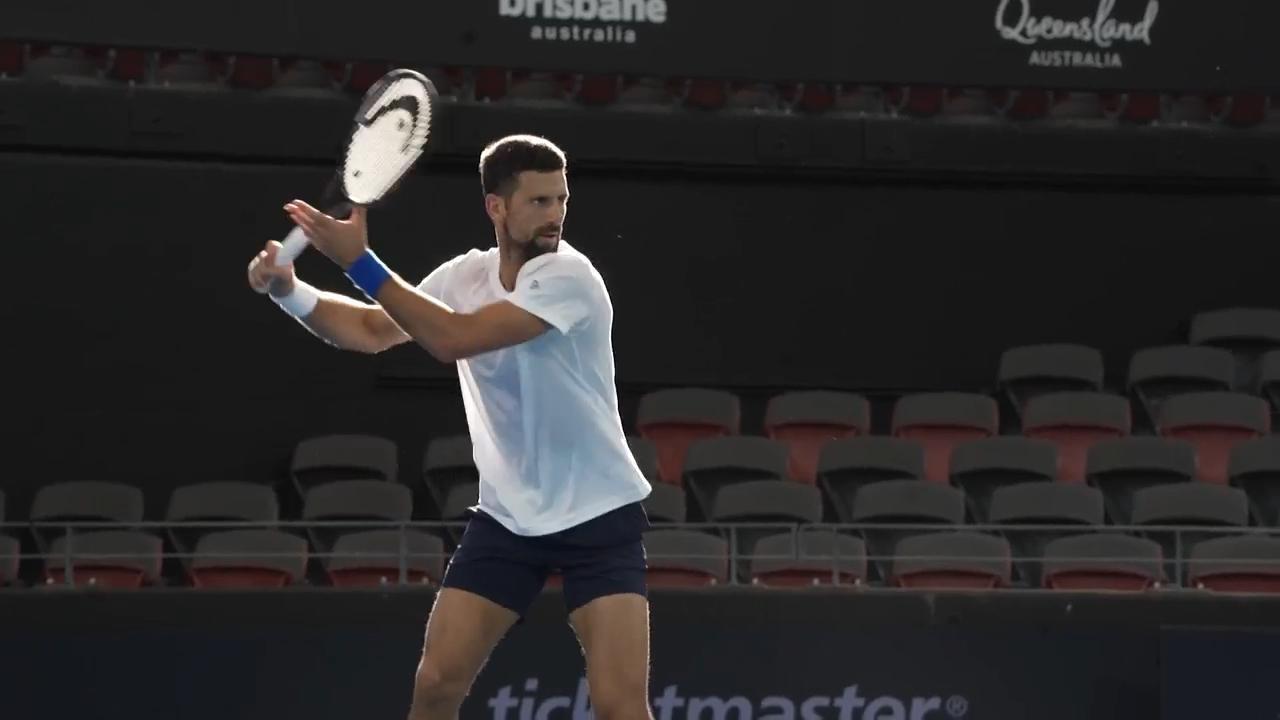 Novak Djokovic trains ahead of season-opener at Brisbane International