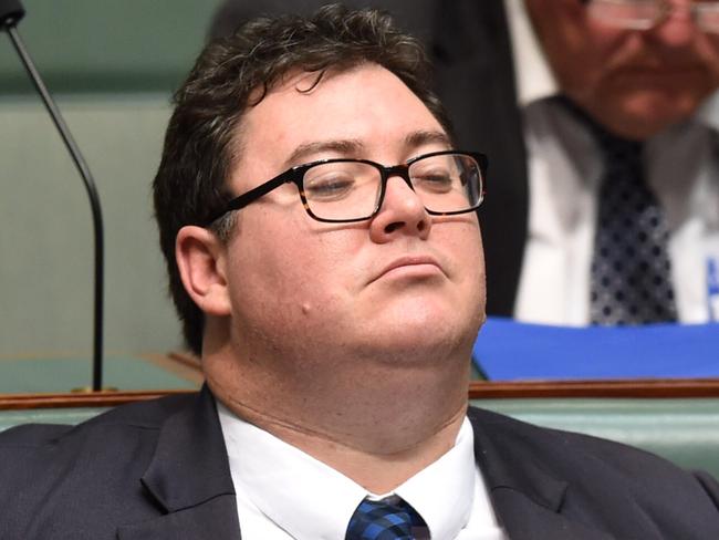 Coalition MP George Christensen reacts during House of Representatives Question Time at Parliament House in Canberra, Thursday, Dec. 1, 2016. (AAP Image/Lukas Coch) NO ARCHIVING